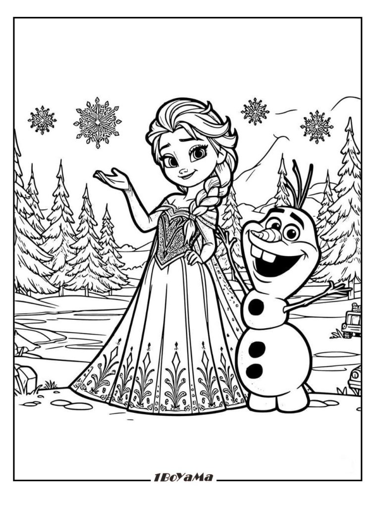 Elsa ve Olaf Boyama Resmi - Frozen